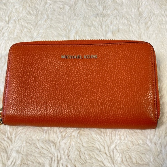 Michael Kors Poppy Orange Leather Hamilton Satchel  with matching wallet - Picture 11 of 16